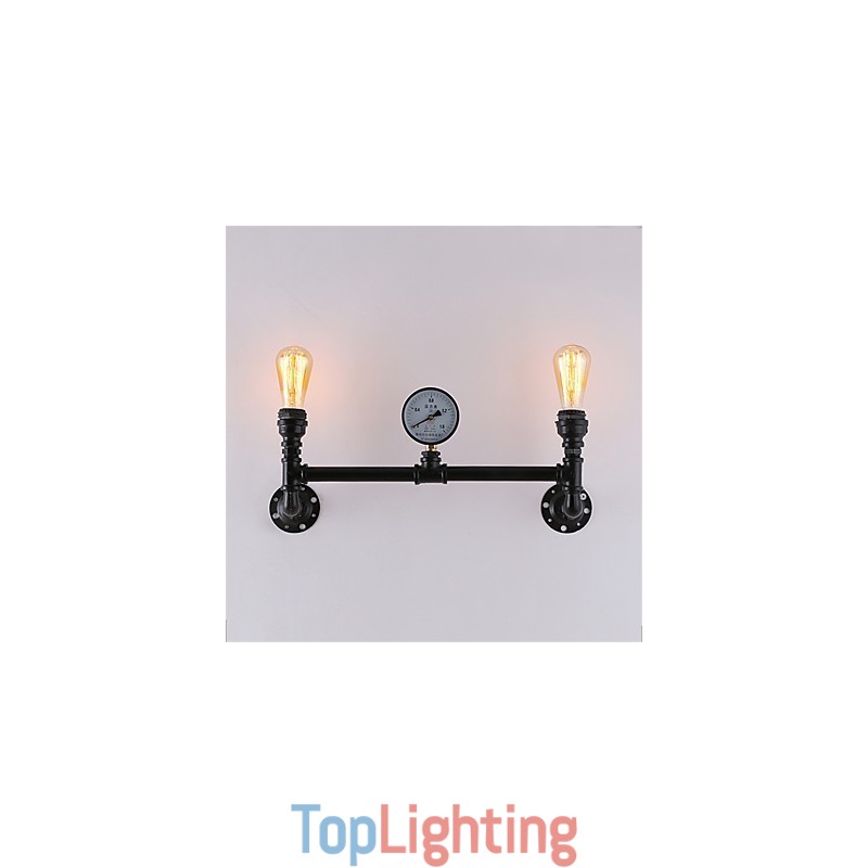 Vintage Industrial Pipe Wall Lights Black Creative Lights Restaurant Cafe Bar Decoration lighting With 2 Light Painted Finish