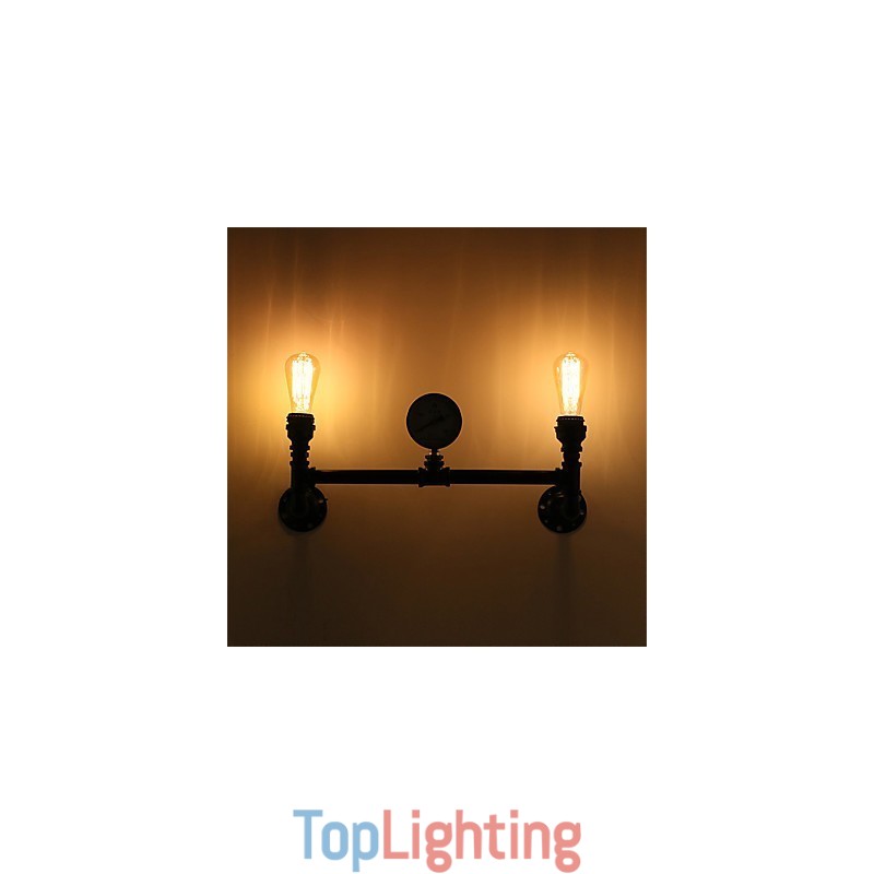 Vintage Industrial Pipe Wall Lights Black Creative Lights Restaurant Cafe Bar Decoration lighting With 2 Light Painted Finish
