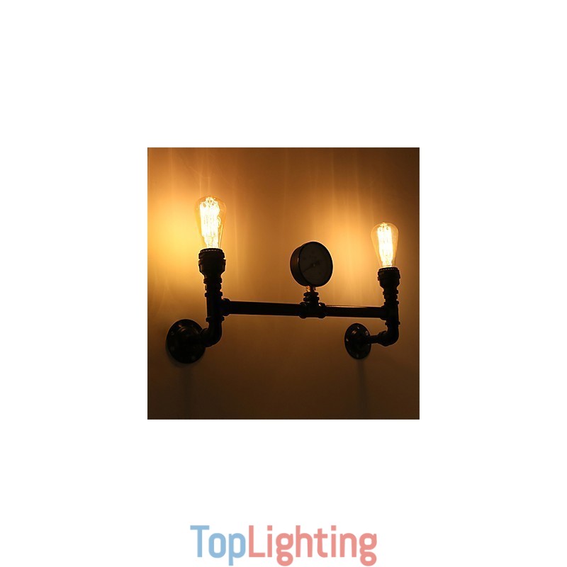 Vintage Industrial Pipe Wall Lights Black Creative Lights Restaurant Cafe Bar Decoration lighting With 2 Light Painted Finish