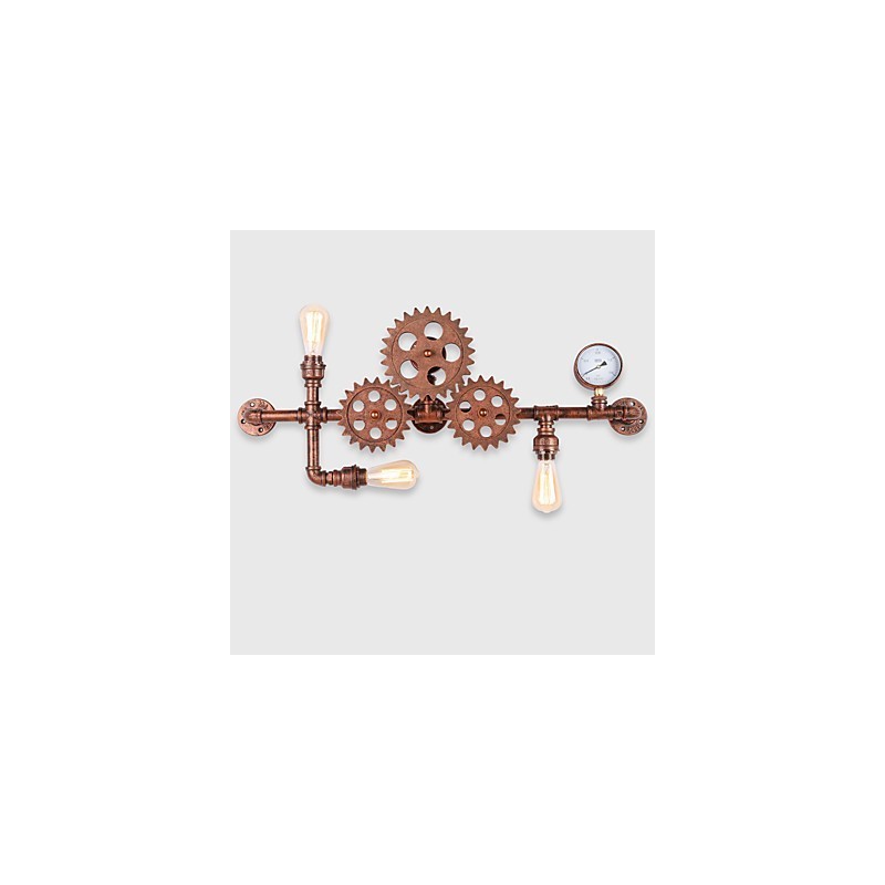 Vintage Industrial Pipe Wall Lights Wood Helm Shape Creative turnable Lights Restaurant Cafe Bar Decoration lighting