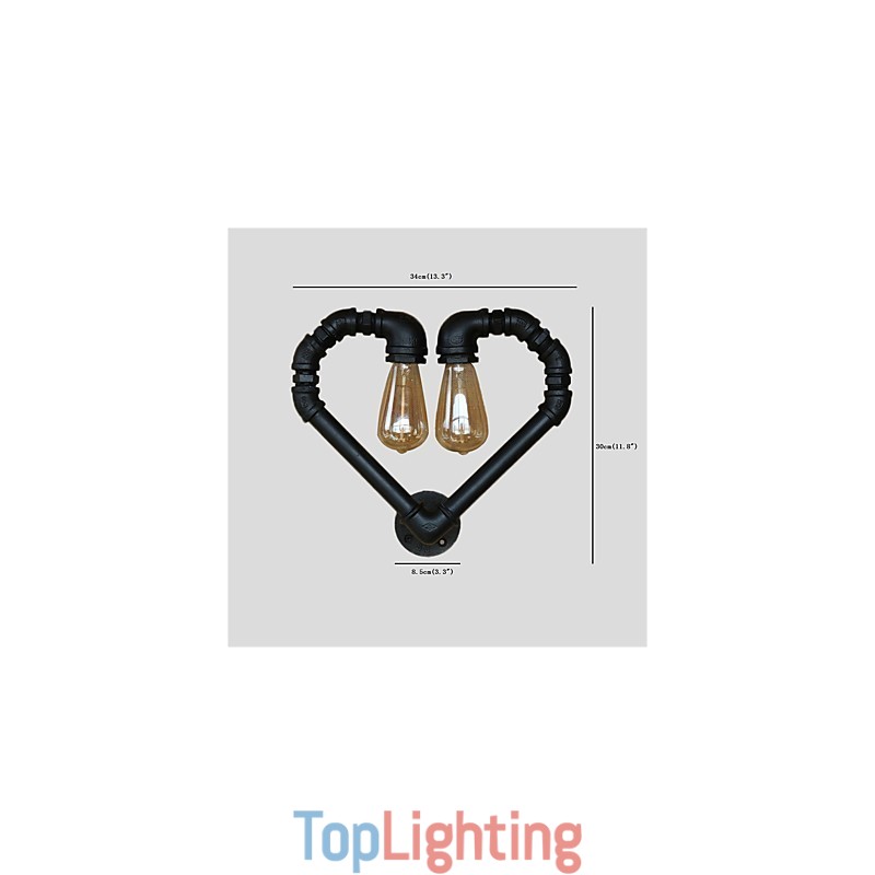 Vintage Water Pipe Loving Heart Creative Wall Lights Industrial Living Room Restaurant Bars Cafe decoration Wall Sconces