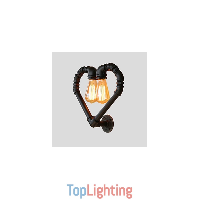Vintage Water Pipe Loving Heart Creative Wall Lights Industrial Living Room Restaurant Bars Cafe decoration Wall Sconces