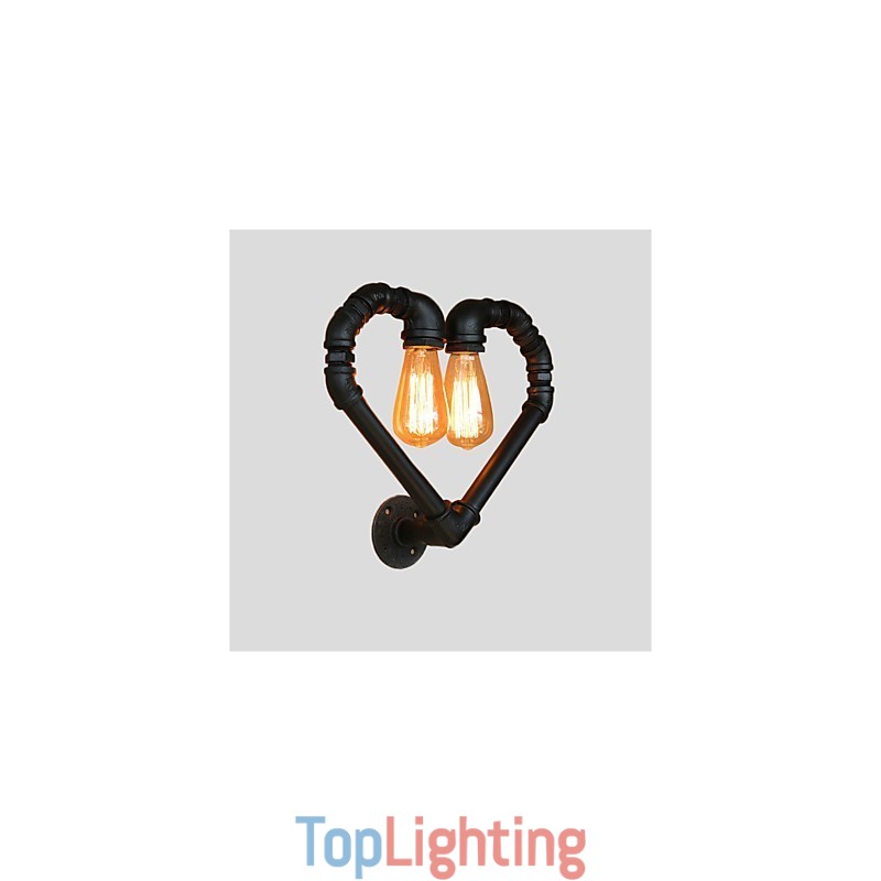 Vintage Water Pipe Loving Heart Creative Wall Lights Industrial Living Room Restaurant Bars Cafe decoration Wall Sconces