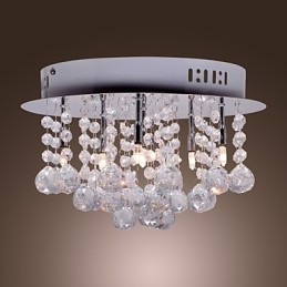 Modern Contemporary Crystal Chrome Metal Flush Mount