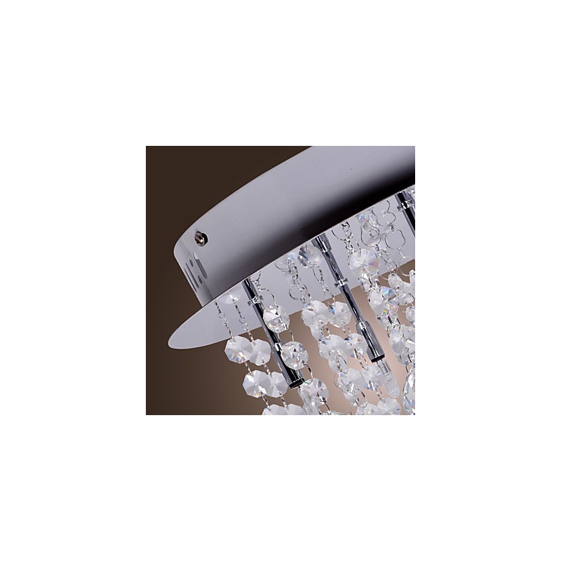 Modern Contemporary Crystal Chrome Metal Flush Mount