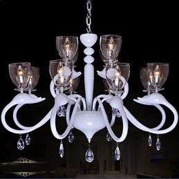 European Style Crystal Droplight Individuality Creative Swan 12 Light Chandelier