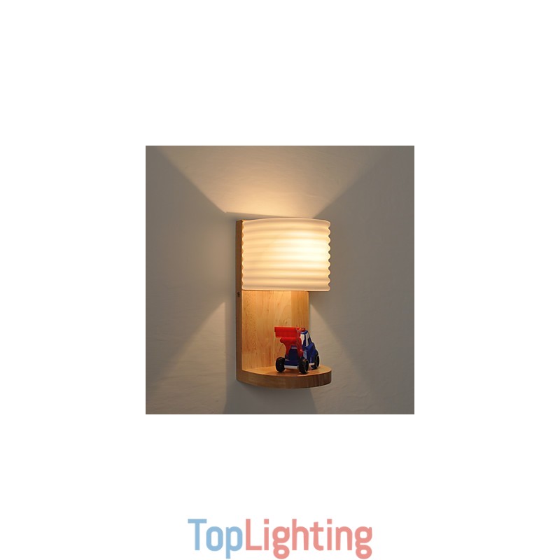 Simple Wall Lamp Bedside Desk Lamp With Glass Shade and Solid Wood for Bedroom Dresser Living Room Baby Room College Dorm Coffee Table Bookcas