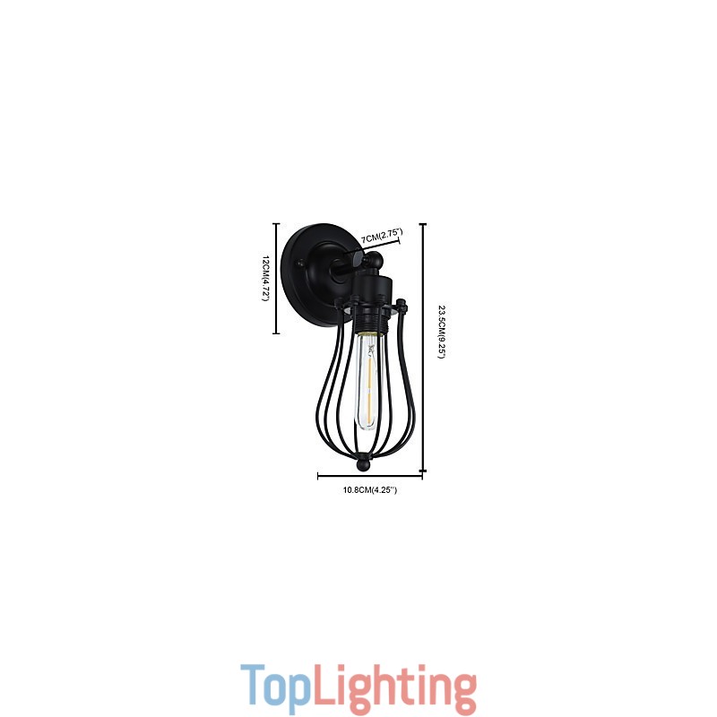 Painted Steel Wall Lamp Dumb Black American Coffee Decoration Retro Wall Light Lightsaber Lamp On Wall
