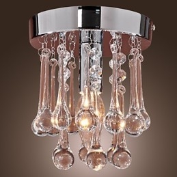 Modern Contemporary Crystal Mini Style Chrome Flush Mount