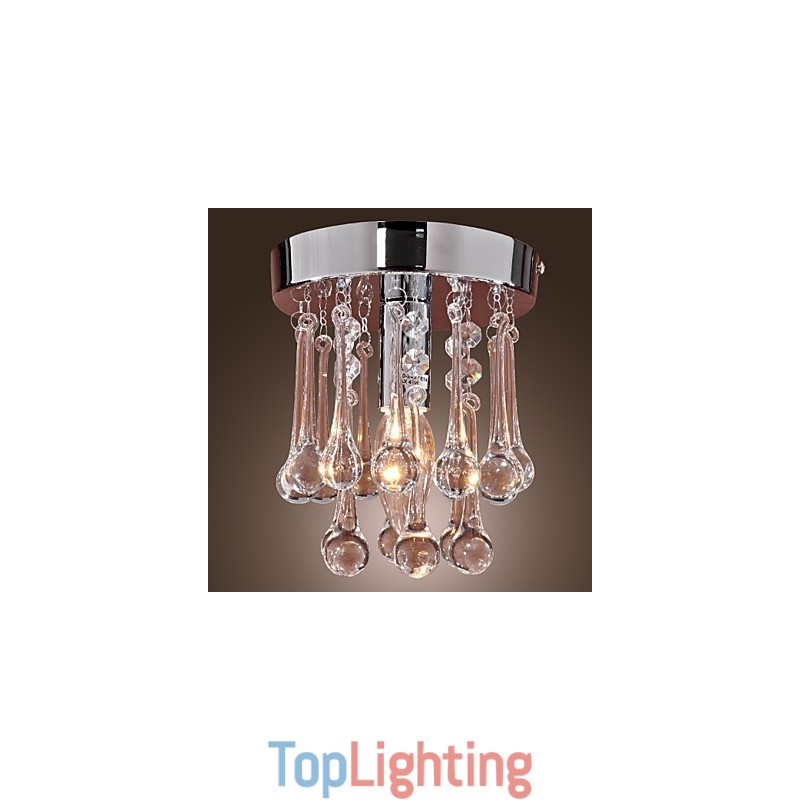 Modern Contemporary Crystal Mini Style Chrome Flush Mount
