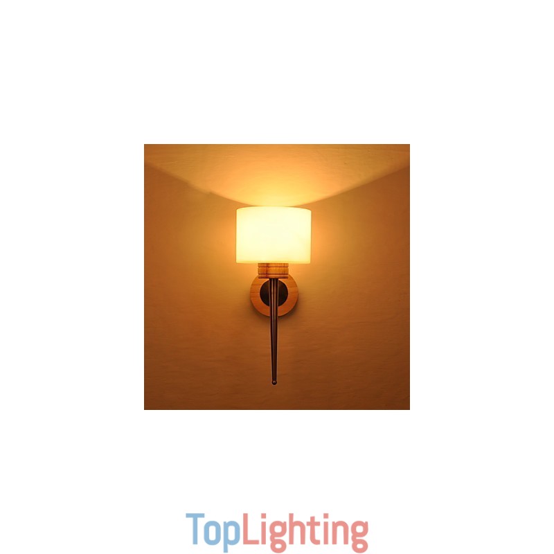 Simple Wall Lamp Bedside Desk Lamp With Glass Shade and Solid Wood for Bedroom Dresser Living Room Baby Room