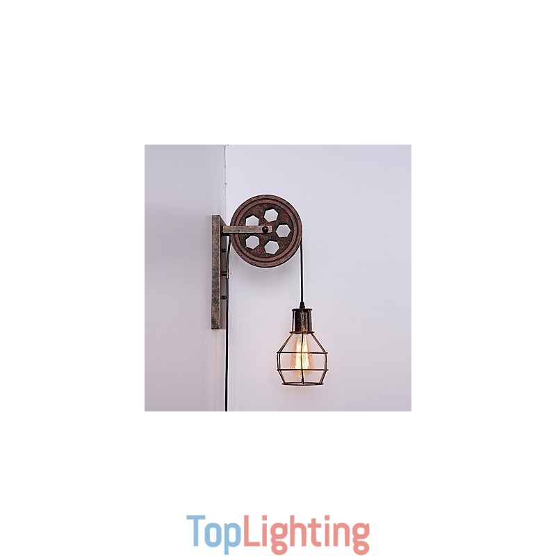 Industrial Retro Iron Wall Lamp Creative Personality Lift Pulley Wall Lamp