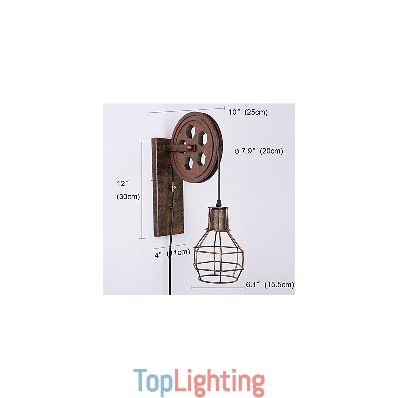 Industrial Retro Iron Wall Lamp Creative Personality Lift Pulley Wall Lamp