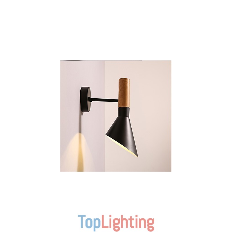 Northern Europe Style Wood Grain Metal Wall Lights Living Room Restaurant Light Angle Adjustable