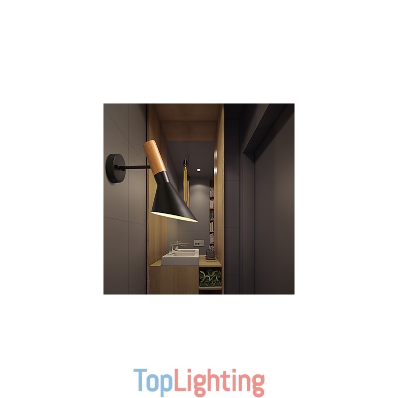 Northern Europe Style Wood Grain Metal Wall Lights Living Room Restaurant Light Angle Adjustable