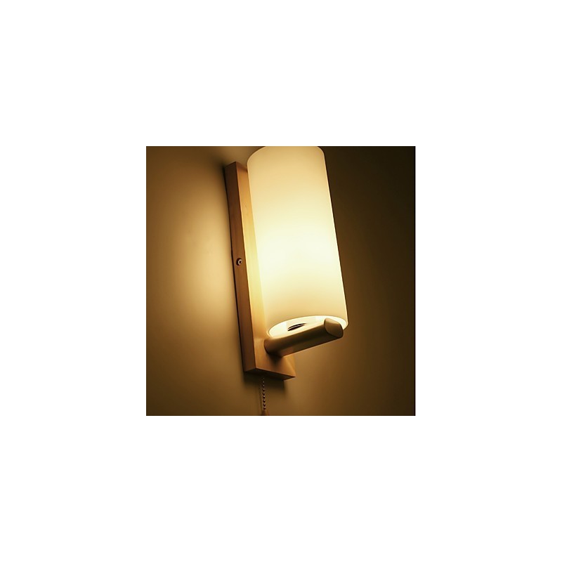 Novelty Country Feature for Mini Style Eye Protection Ambient Light Wall Sconces Wall Light Log Wood Bedroom Bedside Lamp