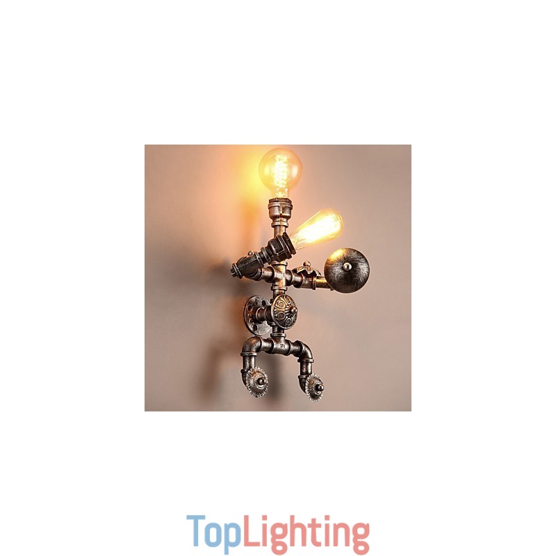 Loft Water Pipe Wall Lights Retro Industrial Style Creative Robot Design Metal Restaurant Cafe Bars Bar Table Wall Sconces
