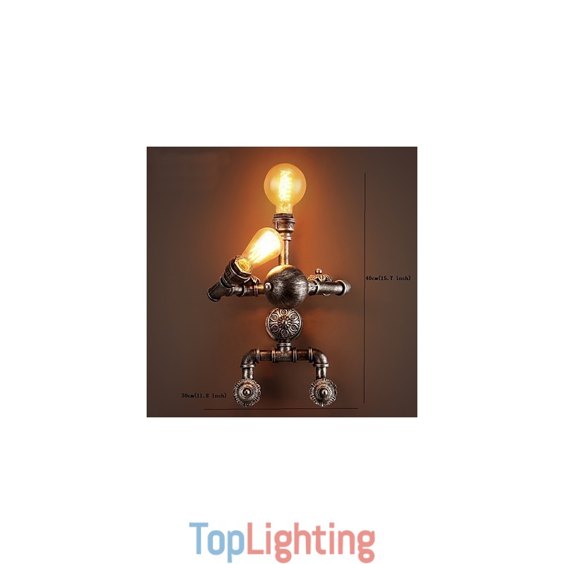 Loft Water Pipe Wall Lights Retro Industrial Style Creative Robot Design Metal Restaurant Cafe Bars Bar Table Wall Sconces