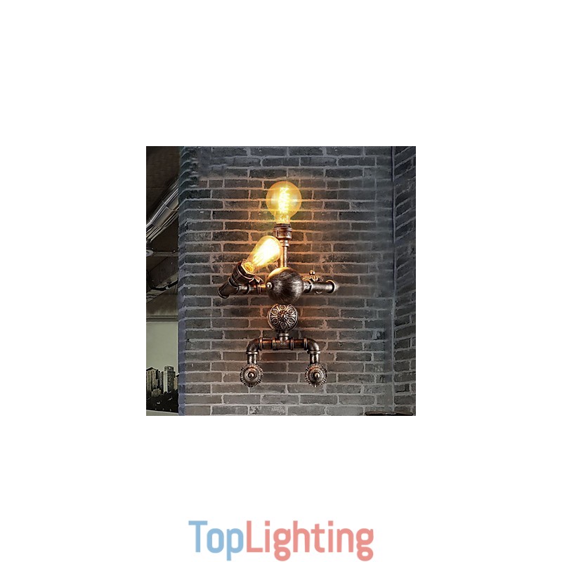 Loft Water Pipe Wall Lights Retro Industrial Style Creative Robot Design Metal Restaurant Cafe Bars Bar Table Wall Sconces