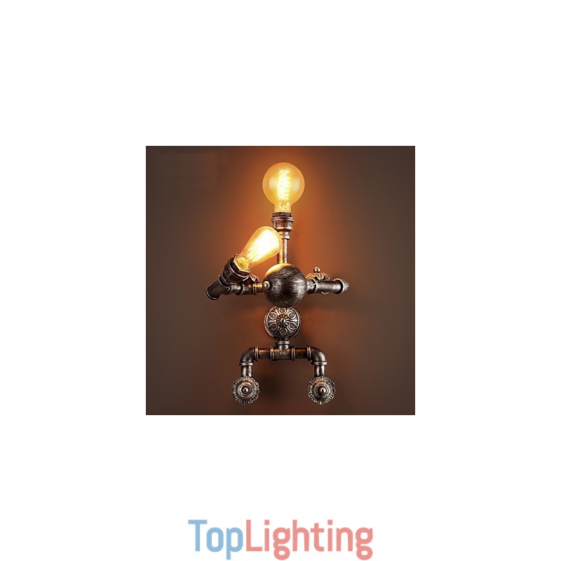 Loft Water Pipe Wall Lights Retro Industrial Style Creative Robot Design Metal Restaurant Cafe Bars Bar Table Wall Sconces