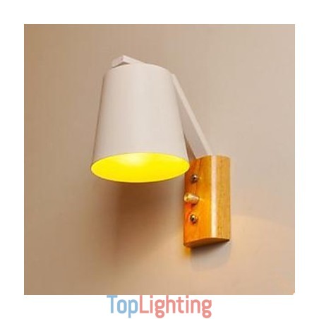 Creative Personality Warm Wood Iron Bed Lamp Switch With Nordic Corridor Study