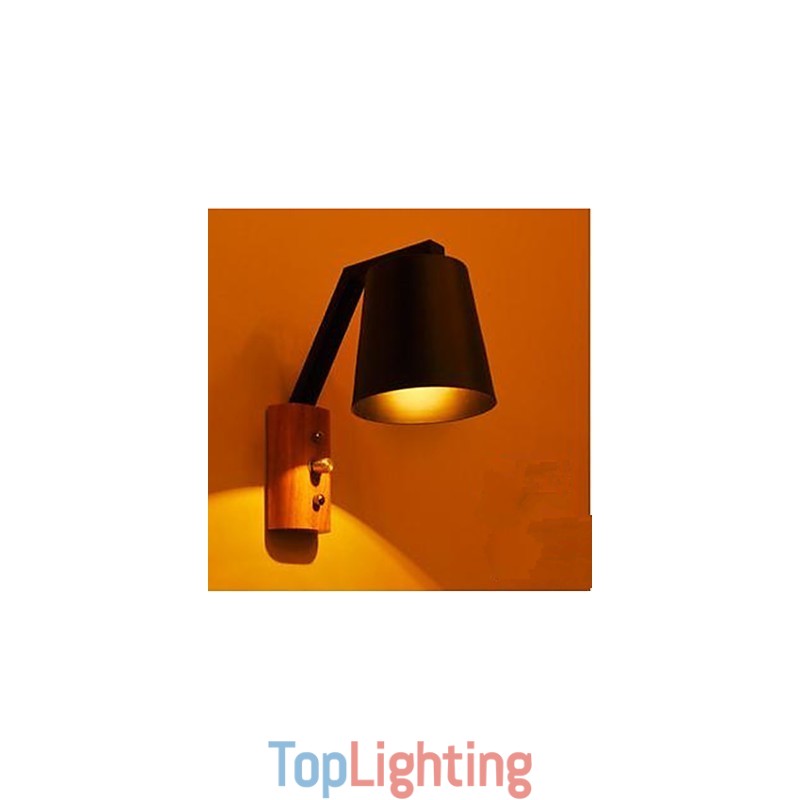 Creative Personality Warm Wood Iron Bed Lamp Switch With Nordic Corridor Study