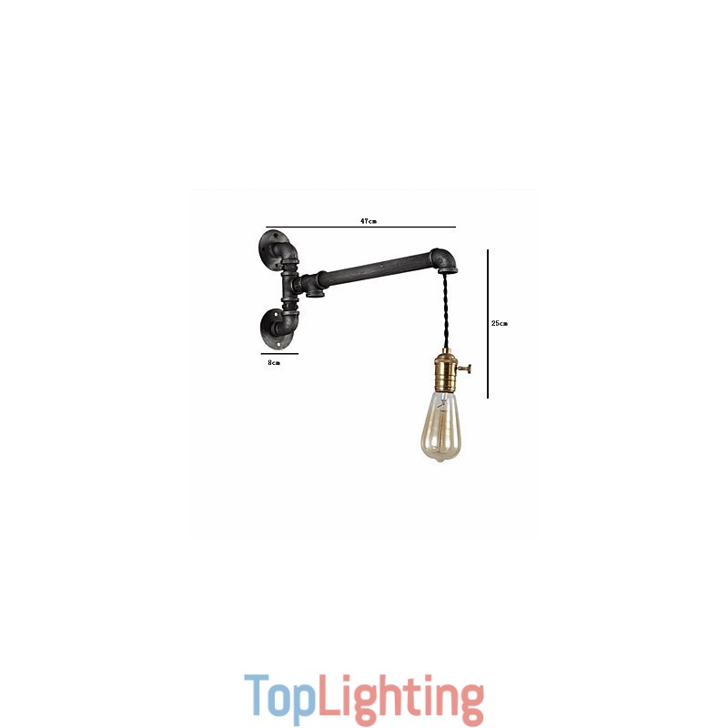 Vintage Industrial Pipe Wall Lights With switch Creative Lights Restaurant Cafe Bar Decoration lighting With 1 Light Painted Finish