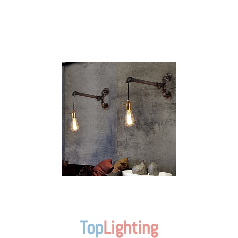 Vintage Industrial Pipe Wall Lights With switch Creative Lights Restaurant Cafe Bar Decoration lighting With 1 Light Painted Finish