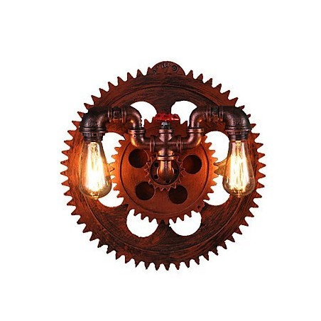 2 Heads Vintage Industrial Wall Lights Wood Gear Shape Lights Restaurant Cafe Bar Decoration Wall Sconces 2 Heads Vintage Industrial Wall Lights Wood Gear Shape Lights Restaurant Cafe Bar Decoration Wall Sconces