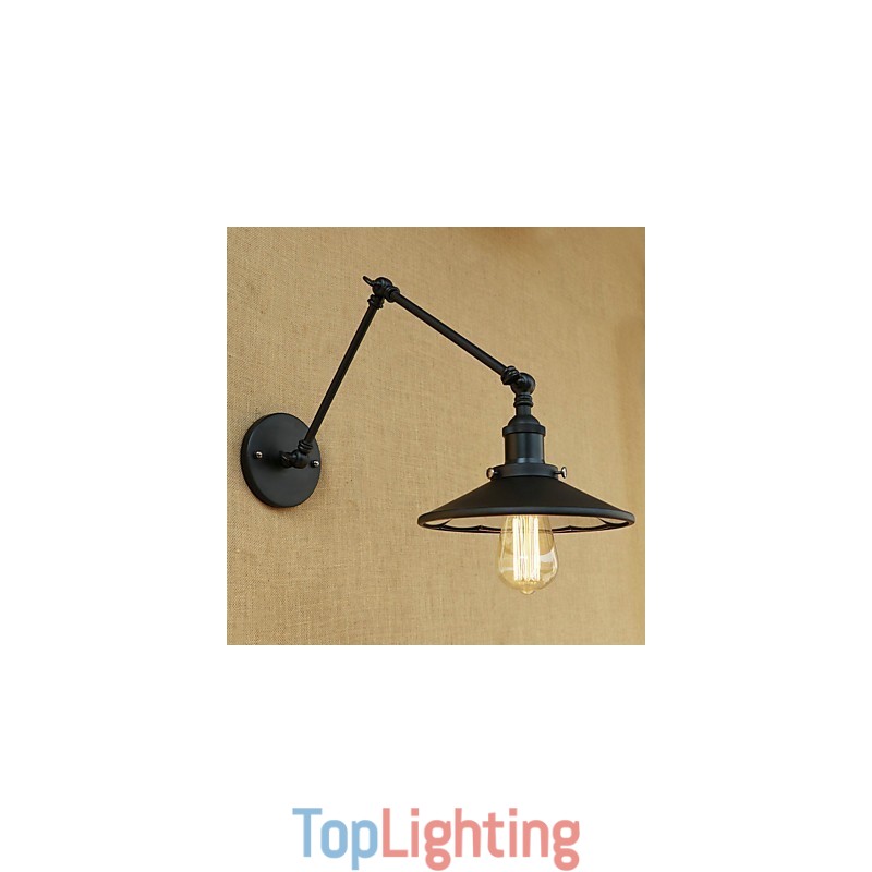 Rustic Lodge Country Retro Painting Feature for Mini Style Swing Arm Wall Lamp