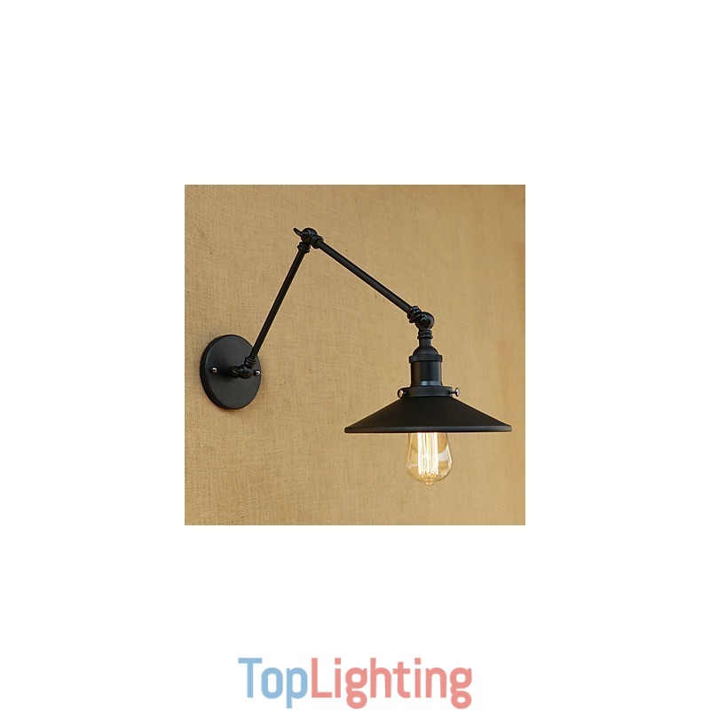Rustic Lodge Country Retro Painting Feature for Mini Style Swing Arm Wall Lamp
