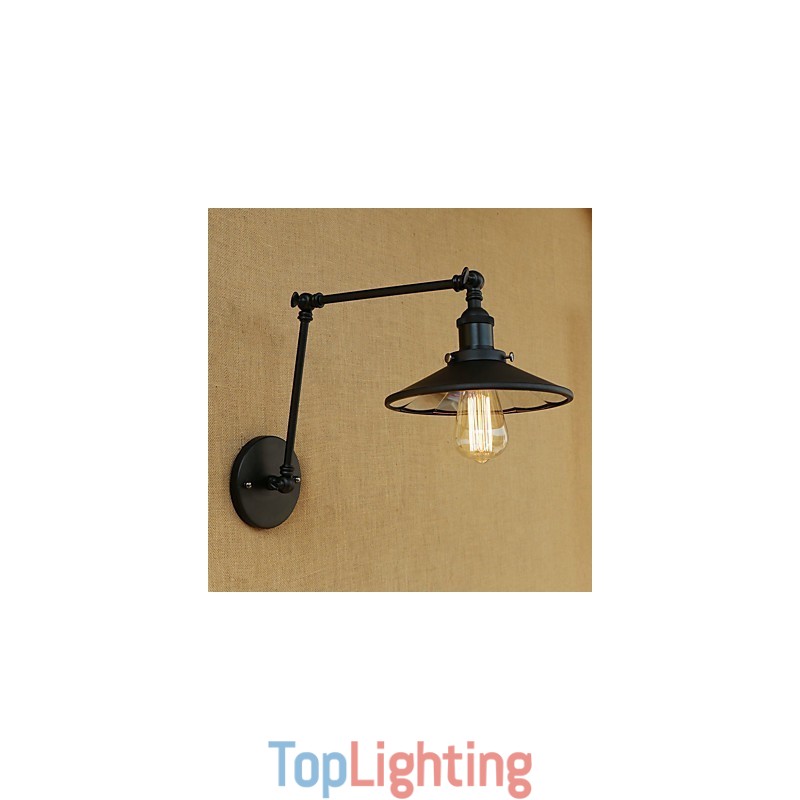 Rustic Lodge Country Retro Painting Feature for Mini Style Swing Arm Wall Lamp
