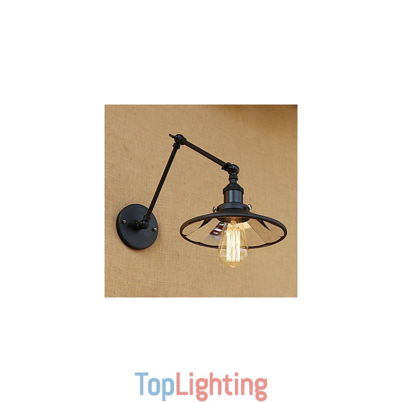 Rustic Lodge Country Retro Painting Feature for Mini Style Swing Arm Wall Lamp