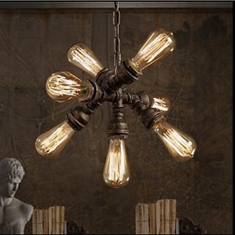 American Industrial Water Pipe Retro style Wind 7 Light Pendant Chandelier