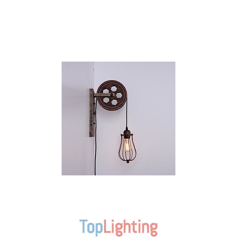 Industrial Retro Iron Wall Lamp Creative Personality Lift Pulley Wall Lamp