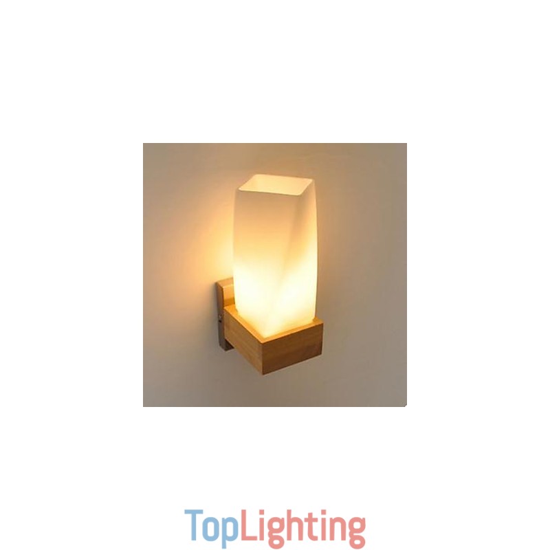 Simplicity Nordic Wood Art Living Room Corridor Balcony Glass Solid Wood Wall Lamp Of Bedroom The Head Of A Bed