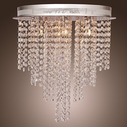 Modern Contemporary Crystal Mini Style Electroplated Metal Flush Mount