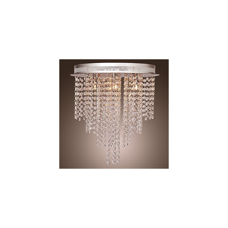 Modern Contemporary Crystal Mini Style Electroplated Metal Flush Mount