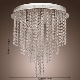 Modern Contemporary Crystal Mini Style Electroplated Metal Flush Mount