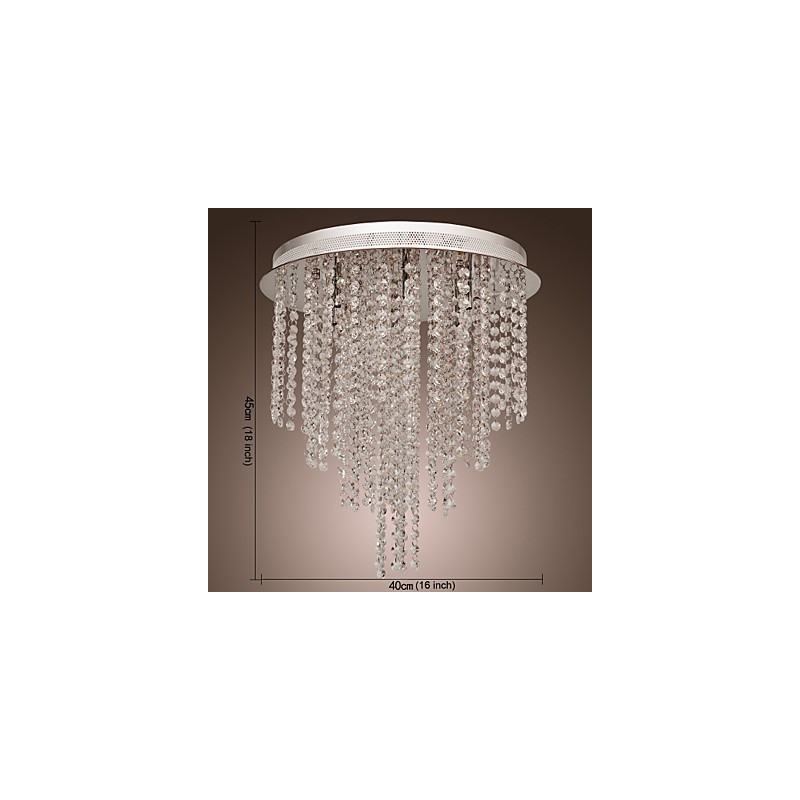 Modern Contemporary Crystal Mini Style Electroplated Metal Flush Mount