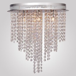 Modern Contemporary Crystal Mini Style Electroplated Metal Flush Mount