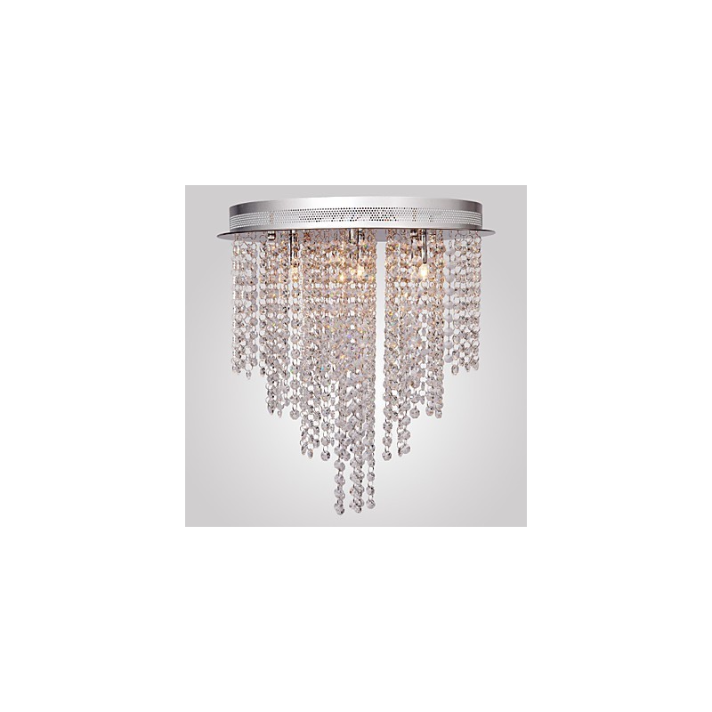 Modern Contemporary Crystal Mini Style Electroplated Metal Flush Mount