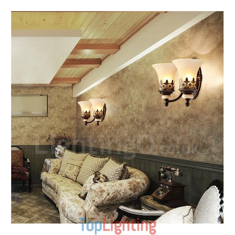 2 Light Traditional Classic Living Room Dining Room Bed Room Metal Indoor Wall Sconces