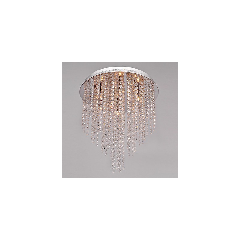 Modern Contemporary Crystal Mini Style Electroplated Metal Flush Mount