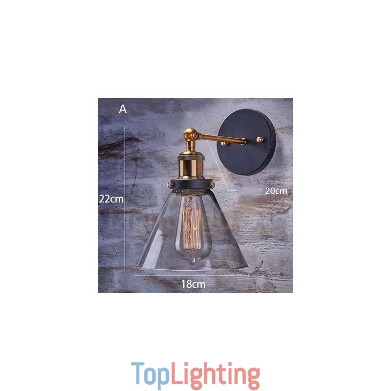 1 Light Rustic Lodge Bedroom Wall Light with Glass Shade