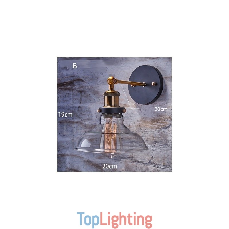 1 Light Rustic Lodge Bedroom Wall Light with Glass Shade