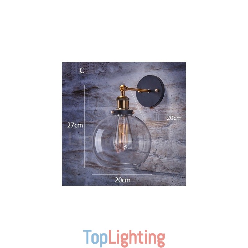 1 Light Rustic Lodge Bedroom Wall Light with Glass Shade
