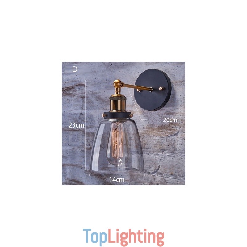 1 Light Rustic Lodge Bedroom Wall Light with Glass Shade