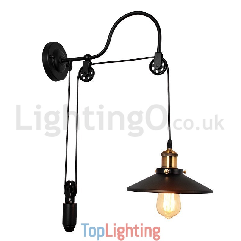 Retro Flush Mounted Wall Lights Aisle Bar Cafe Bedroom Study Loft Pulley Wall Lamp