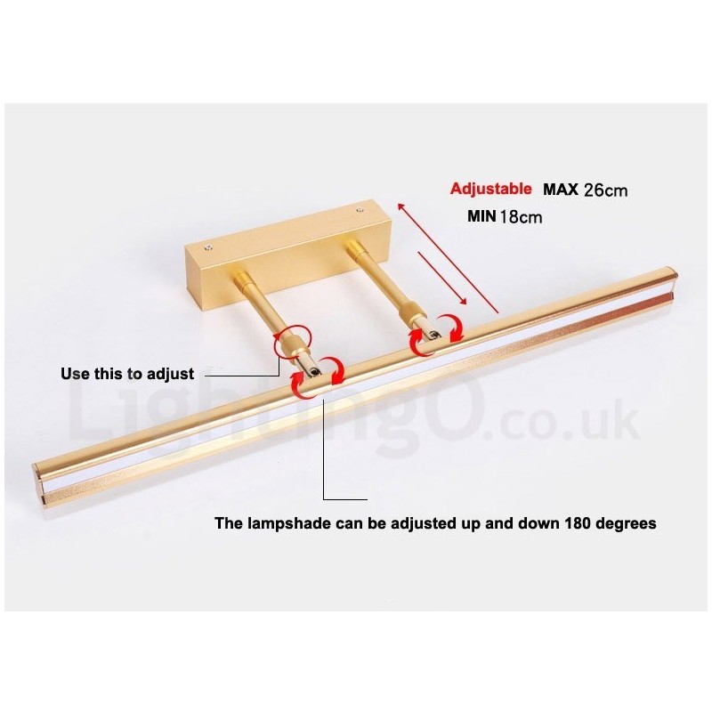 IP44 Mirror Lamp Bathroom Lights Up and Down Wall Lights with Acrylic Shade Make up Lighting